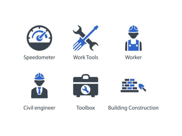 Construction Blue Icon Set 1