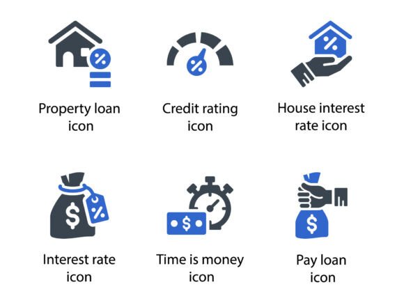 Loan Debt Icon Set 2: A Versatile Tool for Financial Design Projects